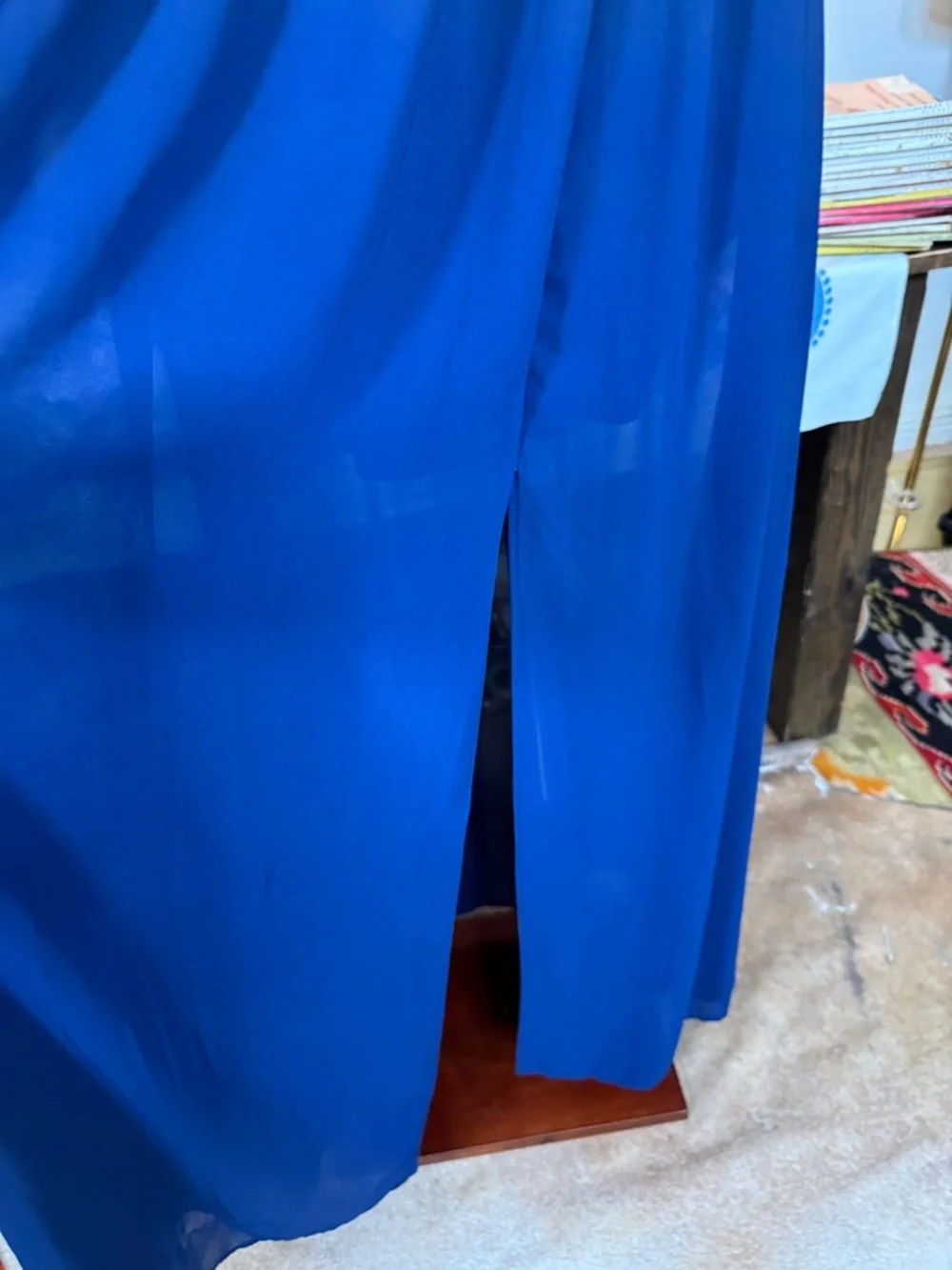 Deep Blue Halter Maxi Dress - Classic Evening Style - Picture 4 of 7